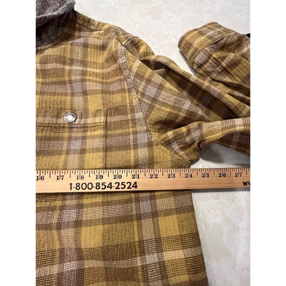 Katin Harold Hooded Flannel Sweatshirt Jacket Shacket Sz XL Brown Yellow Cabin - Picture 10 of 12